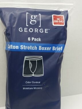 George Cotton Stretch Boxer Briefs - Navy (6 Pack)